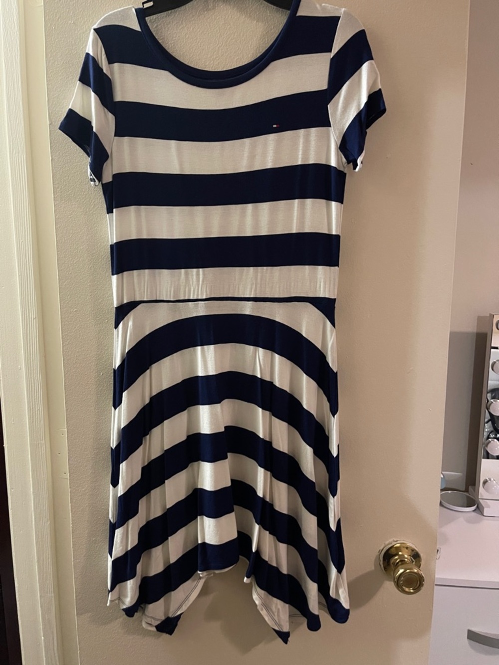 Tommy Hilfiger Navy and White Striped Casual Kids Dress